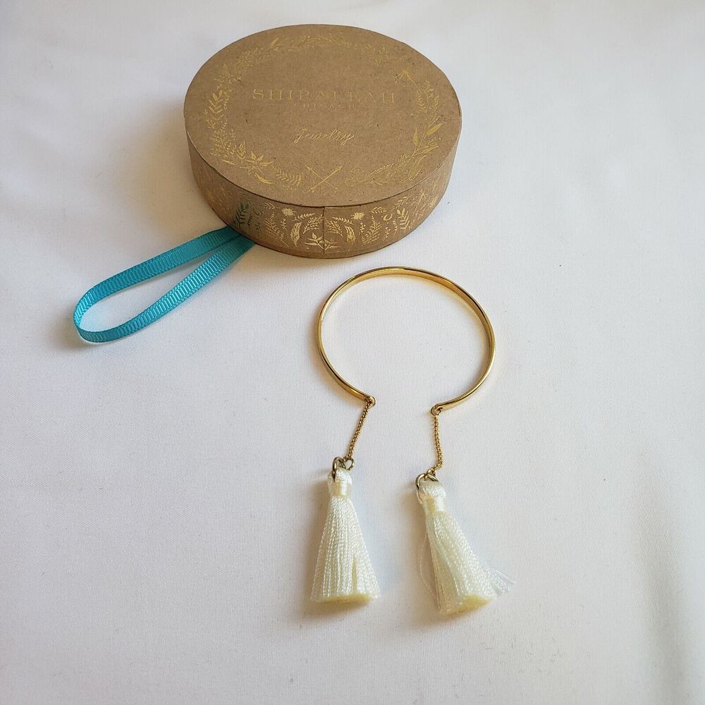 Shiraleah Womens Gold Cream Tassels Round Classic Lightweight Tallulah Bracelet